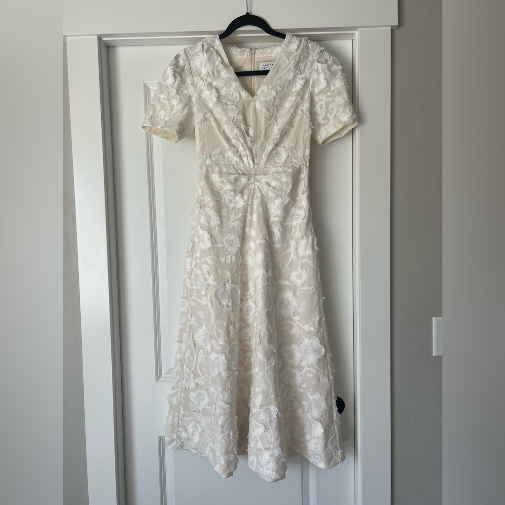 Tanya Taylor Doris Dress Cream/White Size 0 Nwt Retails $575